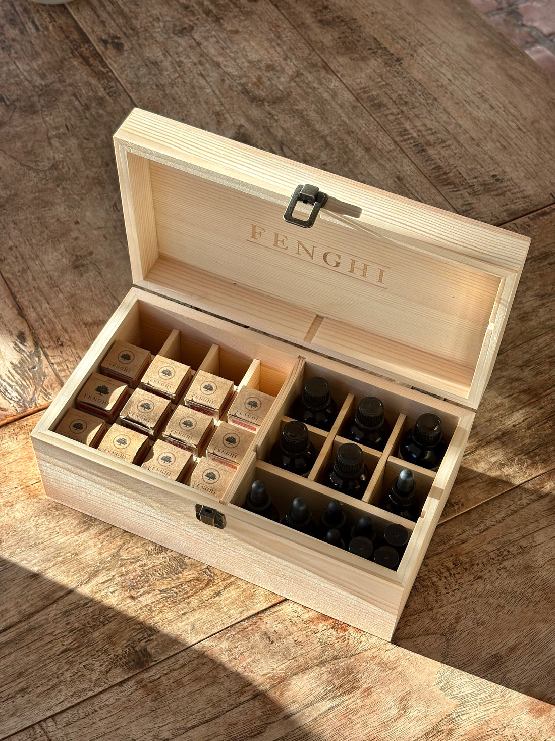 Caja de almacenaje de aromaterapia